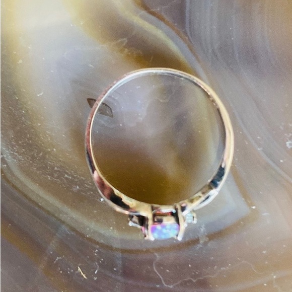 Antique Genuine Opal & Diamond Ring Stamped 925 Sterling Silver - Picture 11 of 15